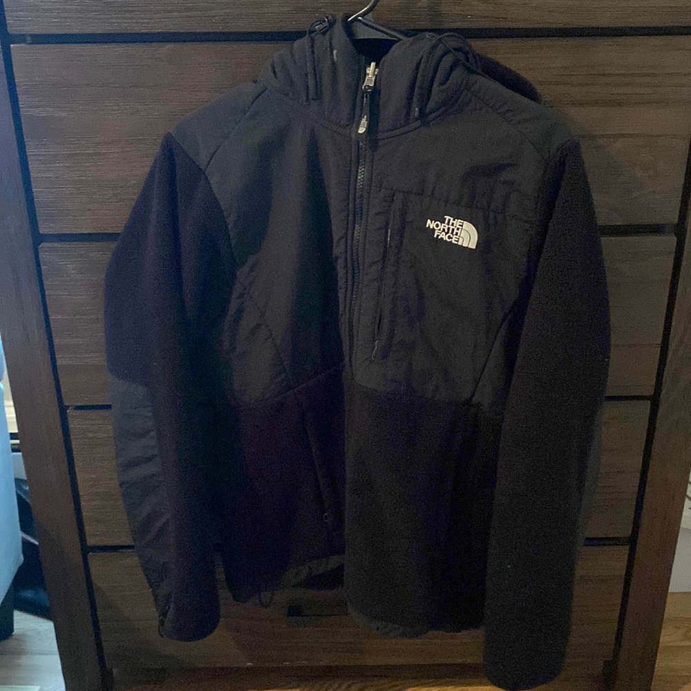Black Hooded North Face Zip Up